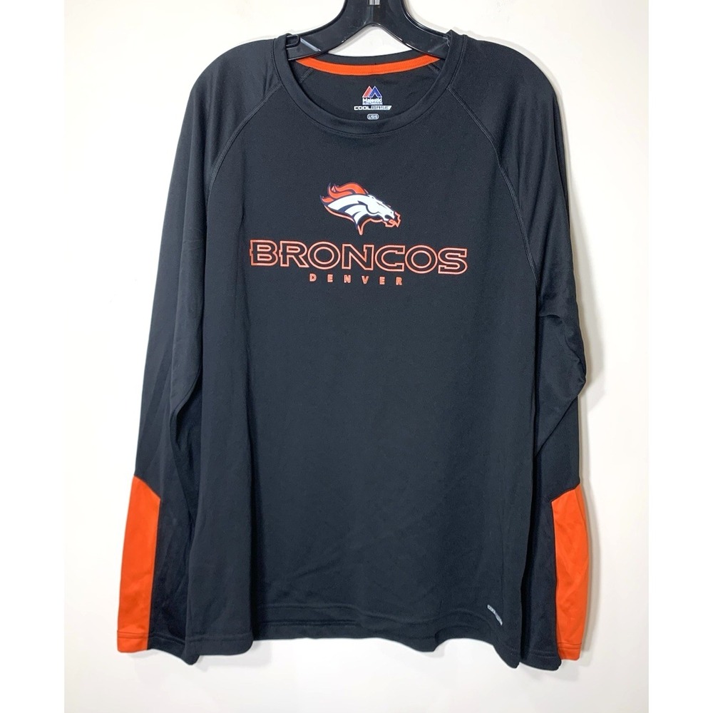 Majestic NFL Denver Broncos Performance Shirt Mens Large Cool Base Long Sleeve